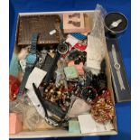 Contents to tray - assorted watches, costume jewellery,