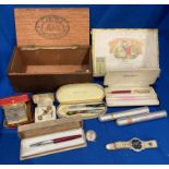 Two cigar boxes and contents including two Romeo & Julieta cigars tubes (tubes only - no cigars