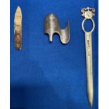 Three silver hallmarked items including letter opener,