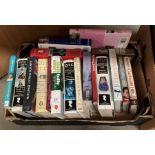 Contents to box - seventeen books relating to antiques, Formula 1, cooking etc.