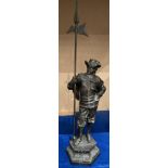 Bronze cavalier statue with spear 73cm high (saleroom location: S3 QC02)
