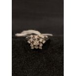 18ct white gold diamond cluster ring - size K,
