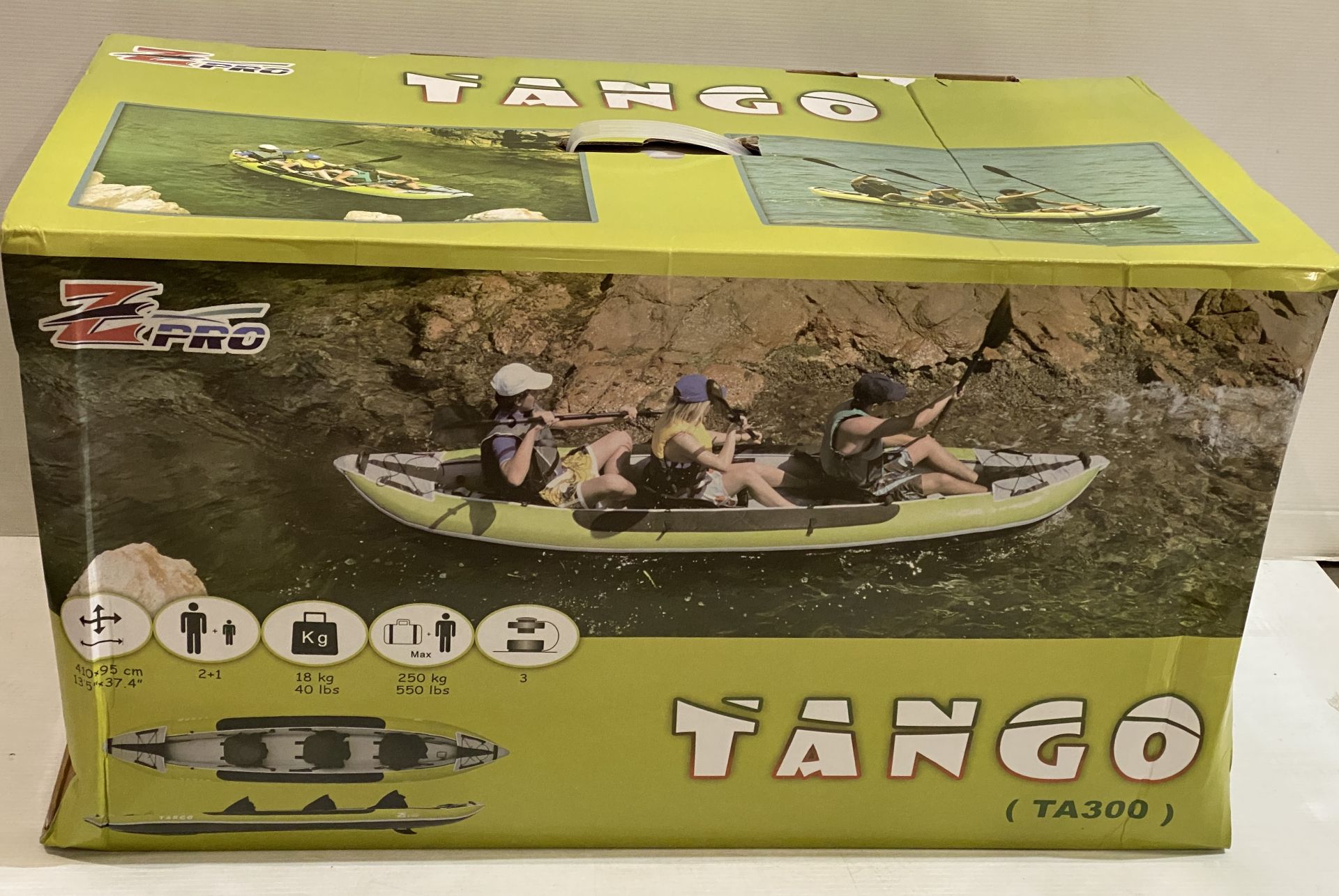 ZPRO Tango TA300 Green inflatable Kayak/Canoe (Sealed,