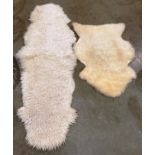 Two sheep skin wool rugs,