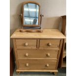 Pine four-drawer chest of drawers, two short, two long,