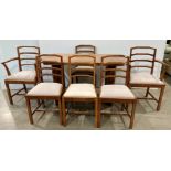 Art Deco Heal & Sons of London walnut dining table and six bent ladder-back chairs including two