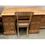 Six drawer pine dressing table - 118 x 50cm and pine chair with turned legs (saleroom location: