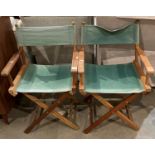 Pair of wooden directors' chairs with green fabric (saleroom location: MA5)