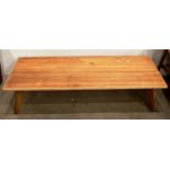 Mid-Century zebra wood long rectangular low coffee table, 139cm x 47.