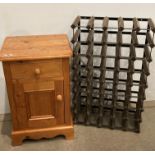 Thirty-two slot wine rack and single drawer single door bedside cabinet(2) (saleroom location: MA7)