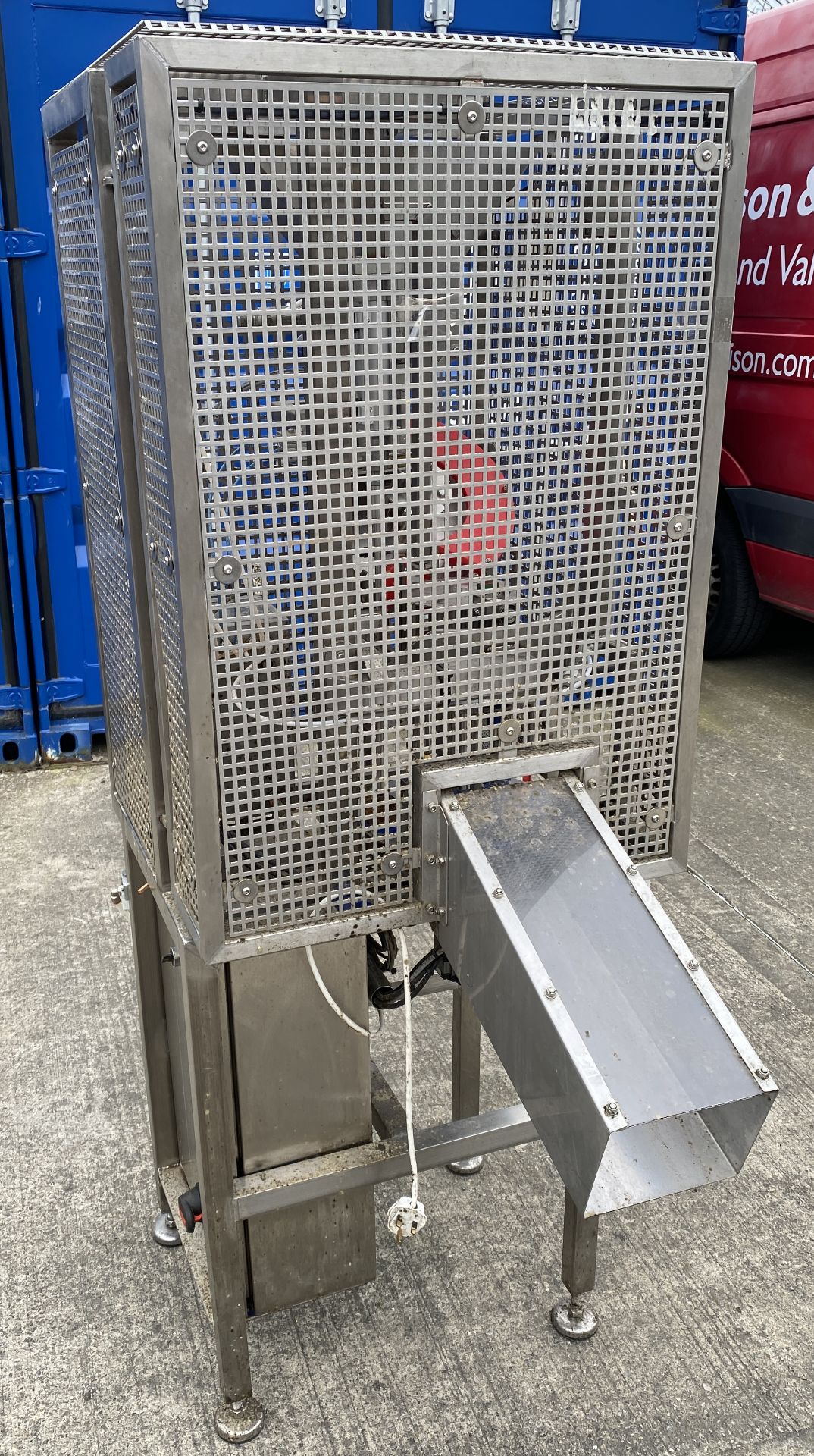 STAINLESS STEEL APPLE SPIKING MACHINE, approximately 1m x 650mm x 1.