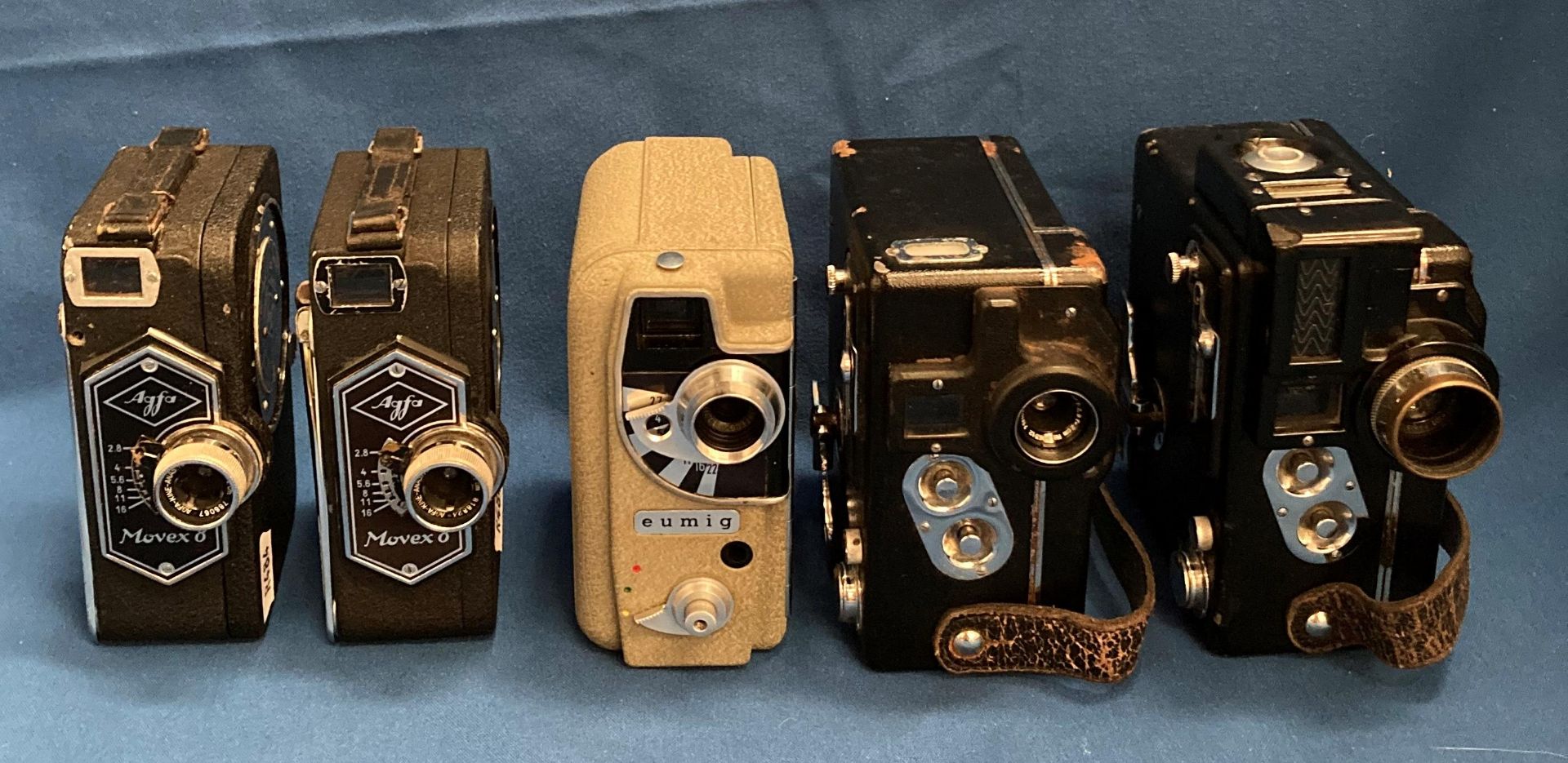 Five assorted 8mm vintage cameras including two AGFA Movex 8,