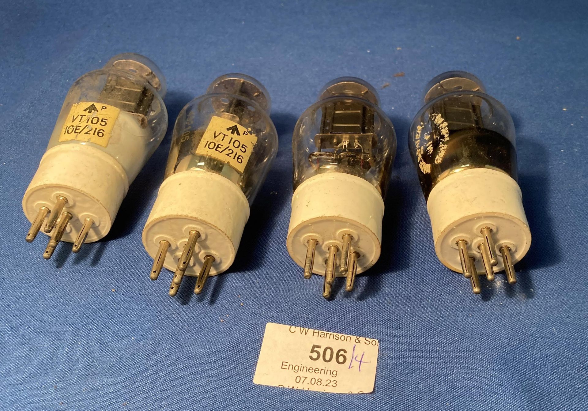 Four ceramic base VT-105 (10E 216) Army Special signal valves (saleroom location: S3 QC07)