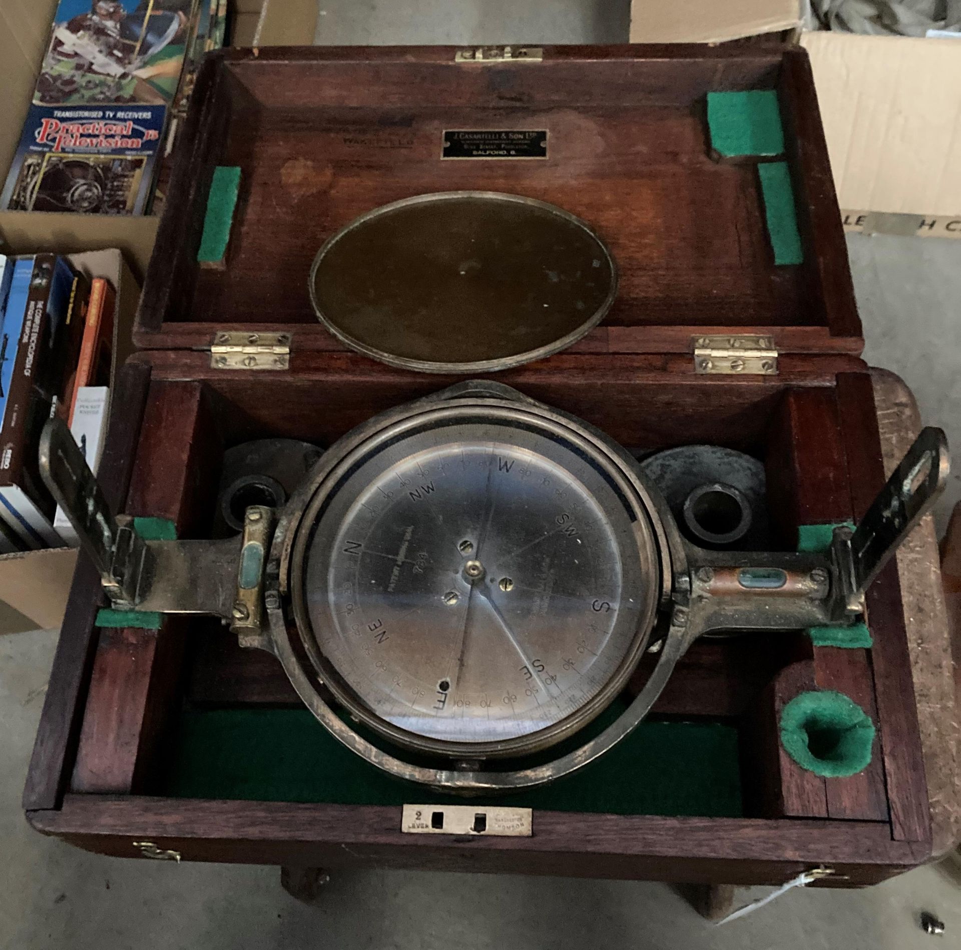 A J Casartelli & Son Ltd Scientific Instrument Makers (Salford) brass patent mining dial,
