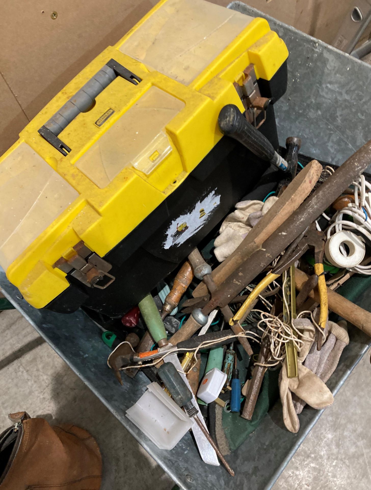 Galvanized wheelbarrow and assorted hand tools and tool box (saleroom location: MA4) - Image 2 of 2