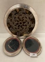 Two oval silver [hallmarked] picture frames and a Mappin & Webb silver bowl (possibly silver