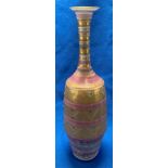 Mary Rich Studio Pottery long-neck vase in a gold and pink design (stamped to base),