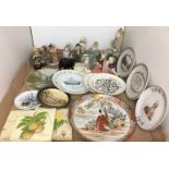 Contents to tray mainly ceramic including twenty eight items, Robertson Clan brooch,