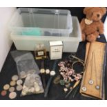 Contents to plastic box including three ladies watches by Avia, Accurist and M&S, Chanel No.