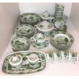 Fifty eight pieces of Royal Tettau Herrenhausen green and white dinner/tea service including eight