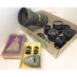 Box containing ten items - boxed "Cine Vuwer" and film strip of 1953 Coronation,