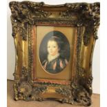 Picture of a young lady in a lace collared dress in a heavy gilt frame 27 x 23cm (saleroom location