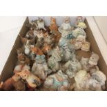 Tray containing twenty six ceramic cats - fourteen Country Artists cats 5 to 9cm high and twelve