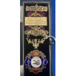 Masonic silver and gilt moose head medal with enamel on ribbon (1934). Total weight - 2.