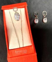 A Breeze (boxed) Sterling Silver [stamped: 925] matching earring and necklace set (total