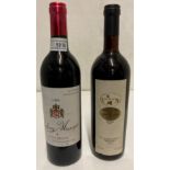 Two 75cl bottles of red wine - Gaston Hochar Chateau Musare 1986 and Valde Suga Brunello di
