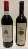 Two 75cl bottles of red wine - Gaston Hochar Chateau Musare 1986 and Valde Suga Brunello di