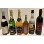 Six various bottles - 2 x Brut Chaumet - Premium & Rose Perry, spiced mulled wine,