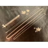 A selection of stamped silver - includes necklace chains,