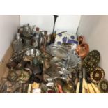 Fifty plus items mainly metal including photo frames, bottle openers, bells,