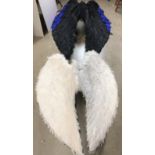 Two pairs of theatrical/fancy dress feather wings each 106cm high - one white,