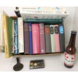 Box containing twenty-six items including twenty-three books - golf, fiction etc,