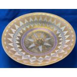 Signed Mary Rich Studio Pottery bowl/dish on collar base in gold,