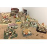 Contents to two boxes - thirteen items including miniature cottages by Danberry Mint,