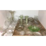 Contents to tray forty five pieces of glassware including silver rimmed fruit bowl 21cm diameter,