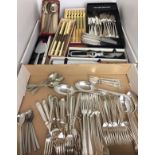 Contents to two lids - one hundred and ten pieces of cutlery by Grenadier, Rusnorstain, Collinson's,