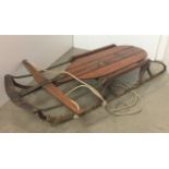 Vintage Airline Flexible Flyer Ace sledge 97cm long overall (requires some restoration) (saleroom