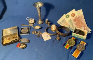 Contents to box - a pocket watch (not working), a five-shilling coin (boxed),