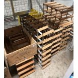 Five various wood and metal wine racks - 1 x 36 bottles, 2 x 25 bottles,