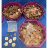Contents to three Quality Street tubs - a large quantity of half-pennies (approximately