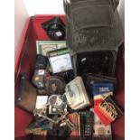 Red box containing twenty items including Micronta boxed multi tester,