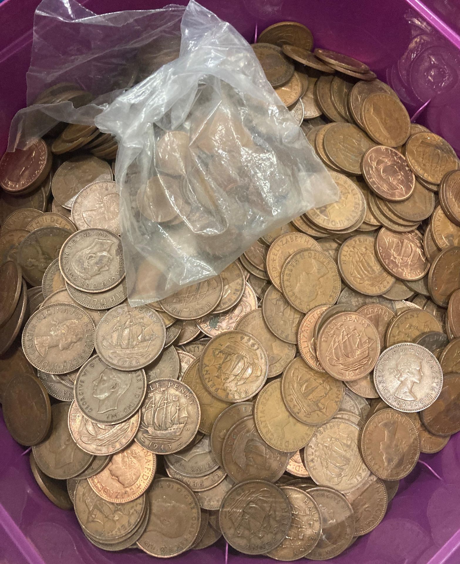 Contents to three Quality Street tubs - a large quantity of half-pennies (approximately - Image 6 of 6