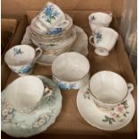 Contents to tray - twenty one items including seventeen pieces of Royal Albert Forget Me Not tea