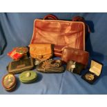 Contents to tray - a red leather Radley bag with matching purse, three other Radley purses,