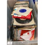Contents to plastic crate - approximately 200 assorted 45rpm singles,