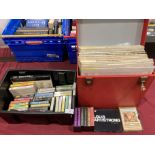 Contents to red vinyl record case and a black plastic box - approximately forty mainly classical